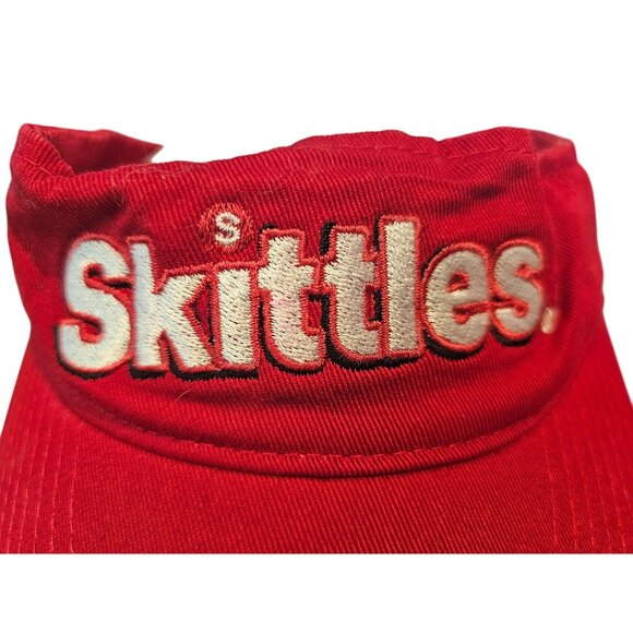 Skittles Port Authority Visor Hat Adjustable Cotton Red Merchandise Branded - Picture 7 of 9